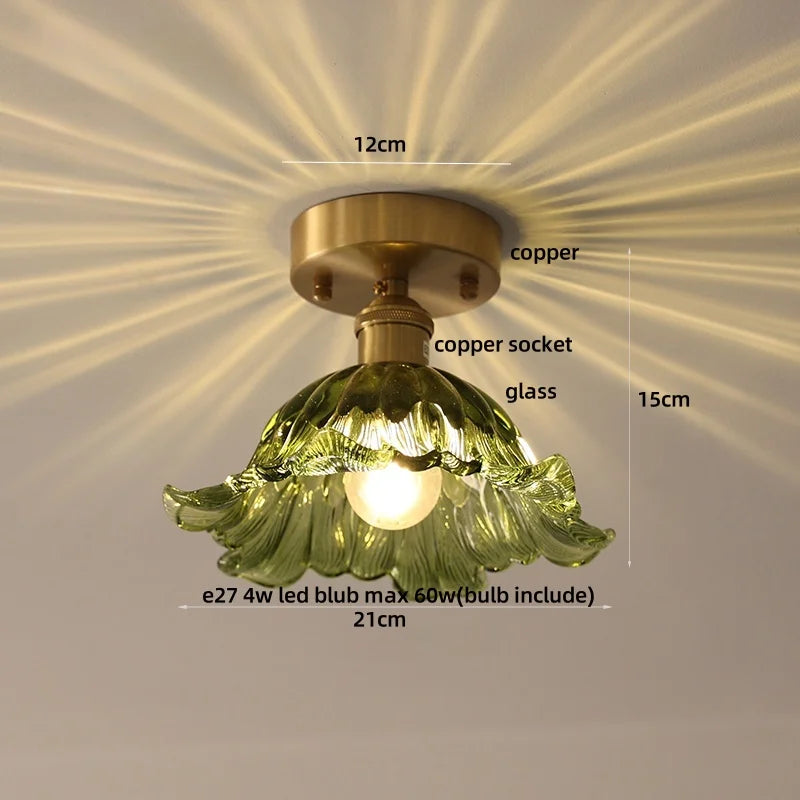 DecorBites™ Glass Grid LED Ceiling Lamp: Luxury Crystal Nordic Copper Ceiling Lights