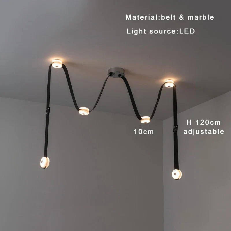 DecorBites™ Black Leather Marble Chandeliers | Adjustable Dining Room Lamps | Easy Installation Home Decor