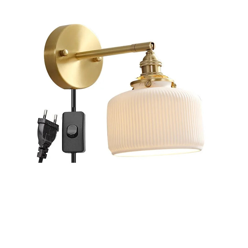 DecorBites™ Ceramic LED Wall Lamp Pull Chain Bedroom Bathroom Mirror Light