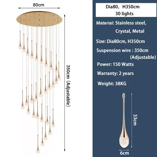 DecorBites™ Crystal Bubble Ball Pendant Lights for Stairs, Dining, Living Room Decor
