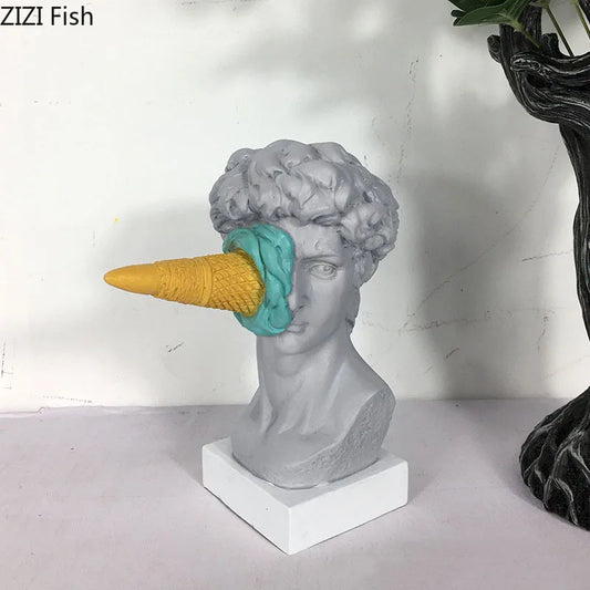 DecorBites™ Ice Cream David Statue Myth Character Resin Ornament Desk Sculpture Home Decor