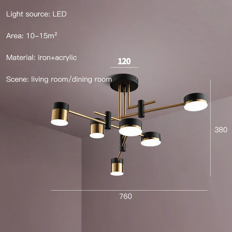 DecorBites™ Black Branch LED Chandelier: Modern Nordic Design for Living Room, Bedroom, Dining Room