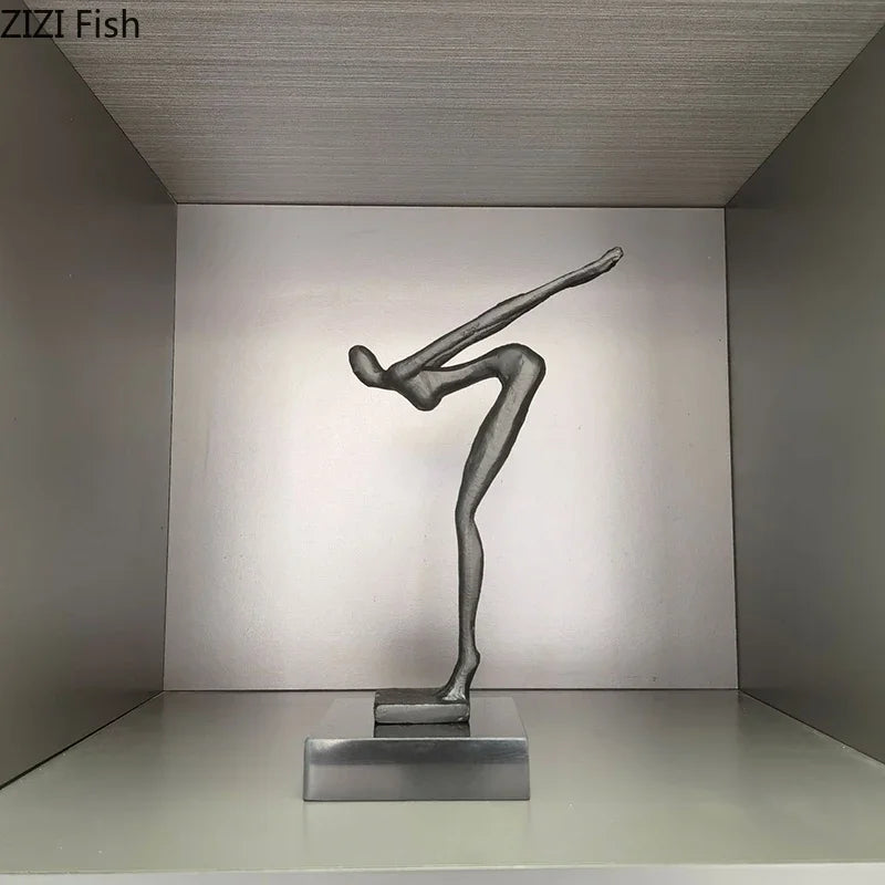 DecorBites™ Gymnast Statue Desk Ornament Metal Sculpture Room Decor