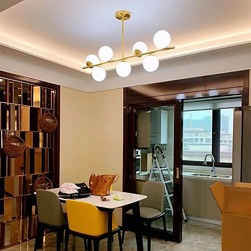 DecorBites™ Glass Ball Pendant Chandelier: Modern LED Ceiling Lamp, Nordic Style Home Lighting