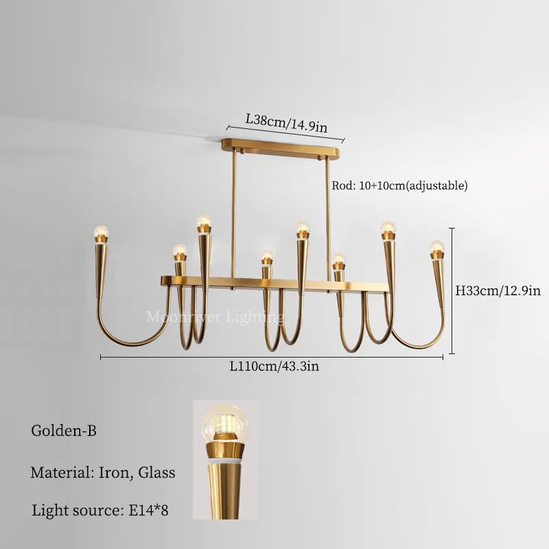 DecorBites™ Black Pendant Chandelier: Luxury French Style Candle Hanging Light for Kitchen Island
