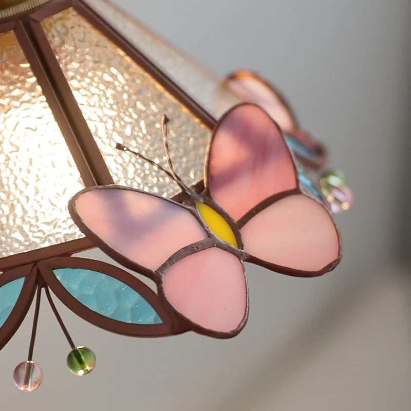DecorBites™ Copper Butterfly Glass Wall Light Fixture Up Down Rotate LED Bedside Lamp