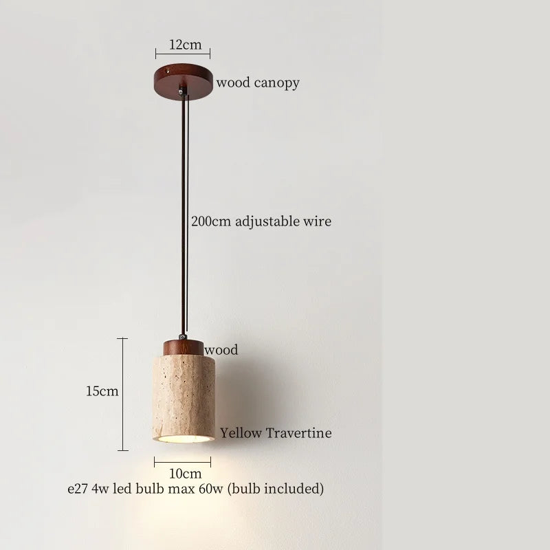 DecorBites™ Creative Stone LED Pendant Light Yellow Travertine Nordic Minimalism Hanging Lamp