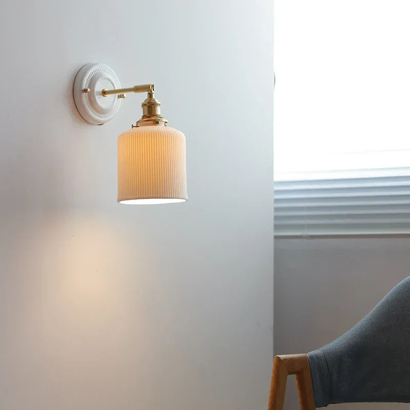 DecorBites™ Ceramic LED Wall Lights Fixture with Copper Arm for Bedroom Living Room