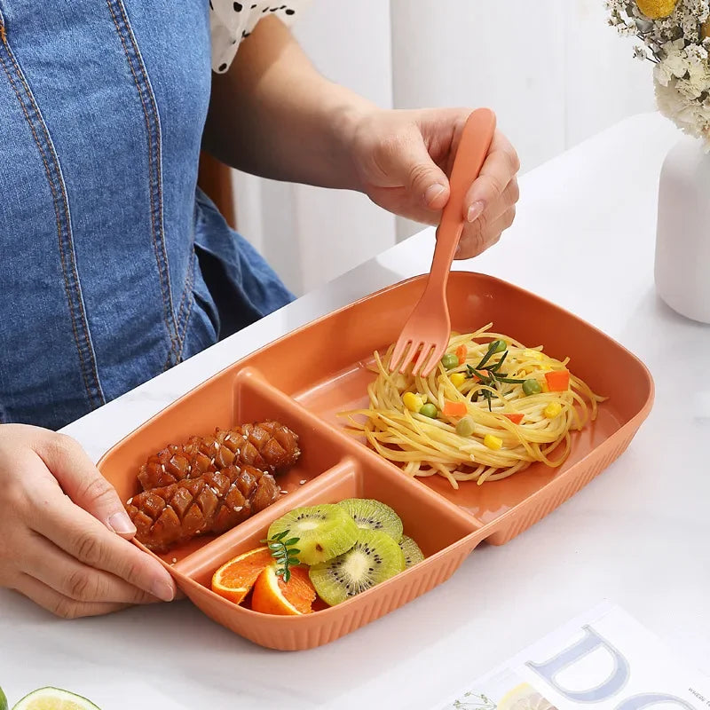 DecorBites™ Divided Dish Diet Plate with 3 Compartments, Microwave Safe Dinnerware for Adults