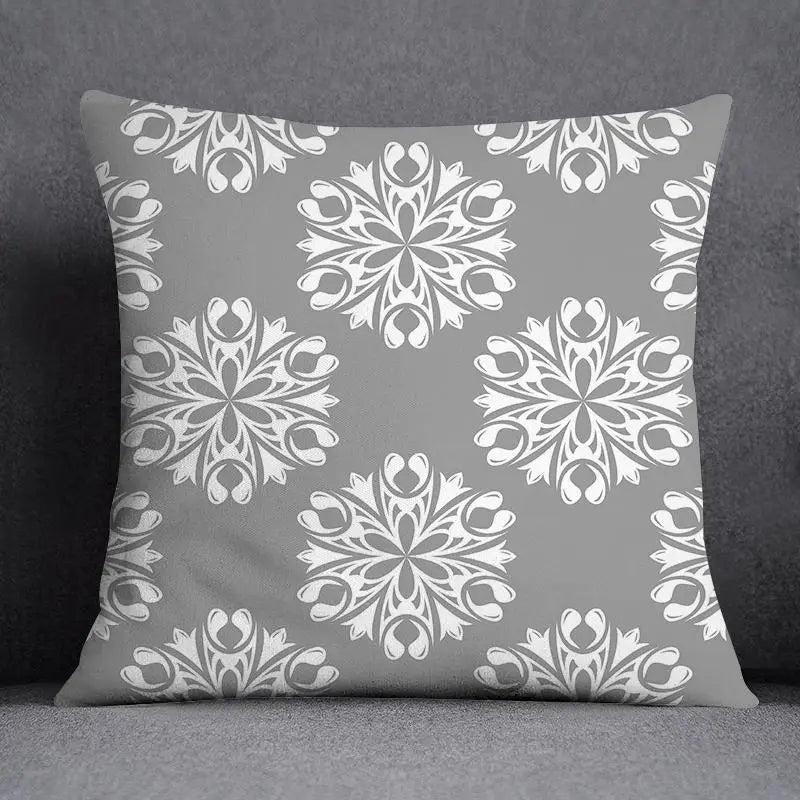 DecorBites™ Geometric Floral Print Lumbar Pillow Case 45X45cm Sofa Cushion Cover