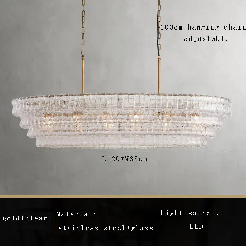 DecorBites™ Brown Glass Pendant Lights for Dining Table Chandelier, Oval Clear Round Suspension Lamp