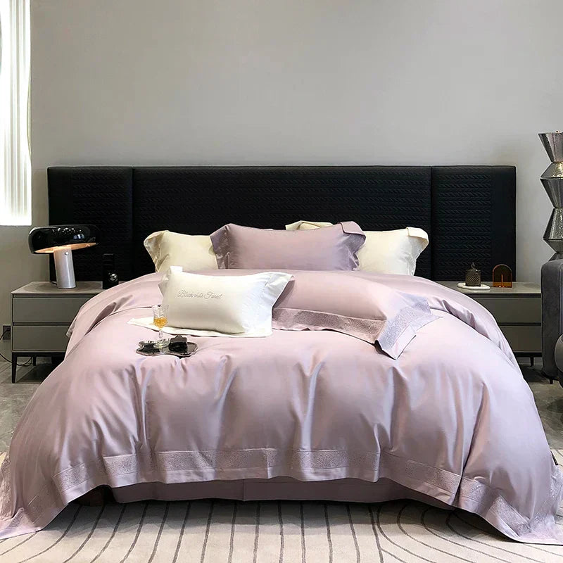 DecorBites™ 1200TC Luxury Embroidery Bedding Set with Wide Edge & Lyocell Cotton Brushed Fabric