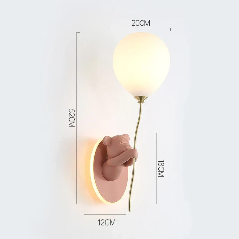 DecorBites™ Bear Balloon Wall Light: Kawaii Cartoon Lamp for Children's Room & Bedroom