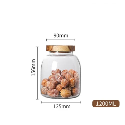 DecorBites™ 3L Kitchen Glass Jars with Acacia Airtight Lid - Set of 2 | Versatile Food Storage Containers