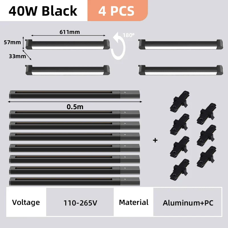 DecorBites™ LED Track Light Set: Rail Track Lamp, Floodlight, Chandelier for Home Decor.