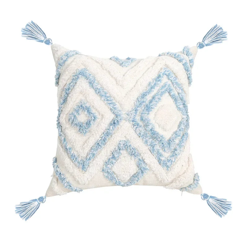 DecorBites™ Blue Geometric Tufted Long Waist Pillowcase Set, 30x100cm