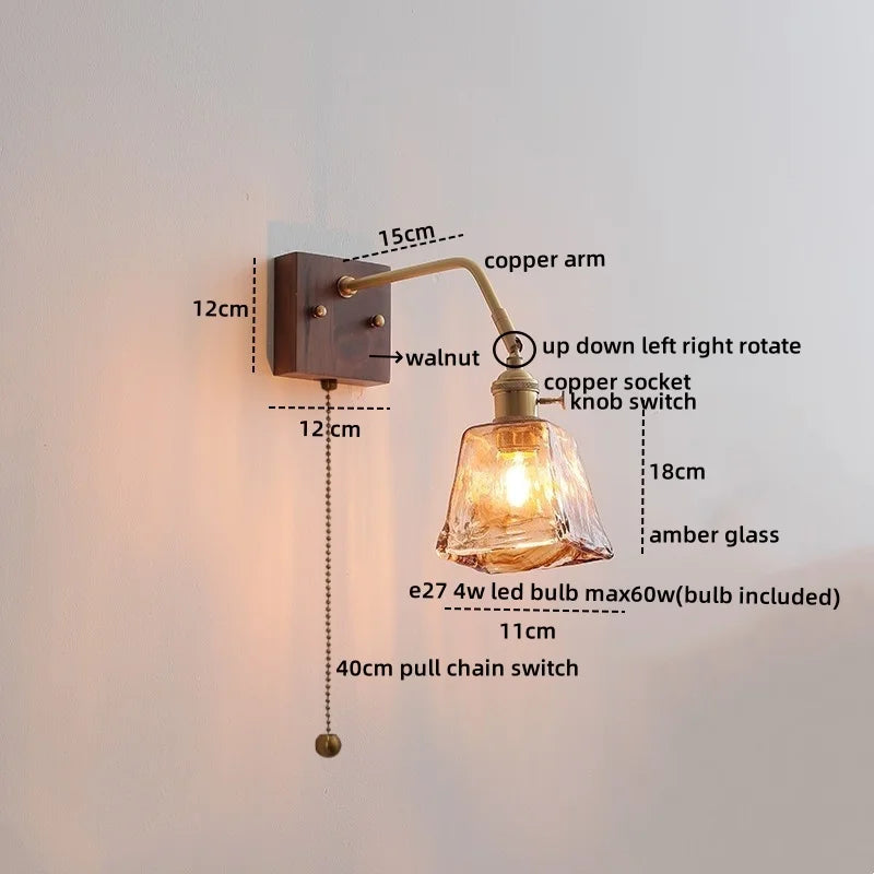 DecorBites™ Ceramic LED Wall Sconce Pull Chain Switch Mirror Light Fixtures