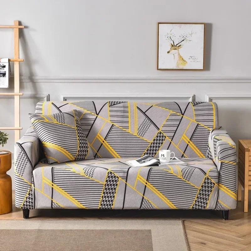 DecorBites™ Colorful Block Sofa Covers: Stretchy Loveseat Sectionals, Couch, Chair Slipcover