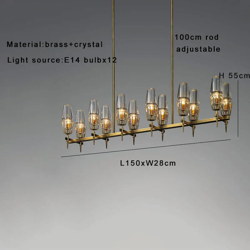 DecorBites™ Copper & Glass Chandelier - Luxury Lighting Fixture for Living, Dining, Bedroom - Dimmable