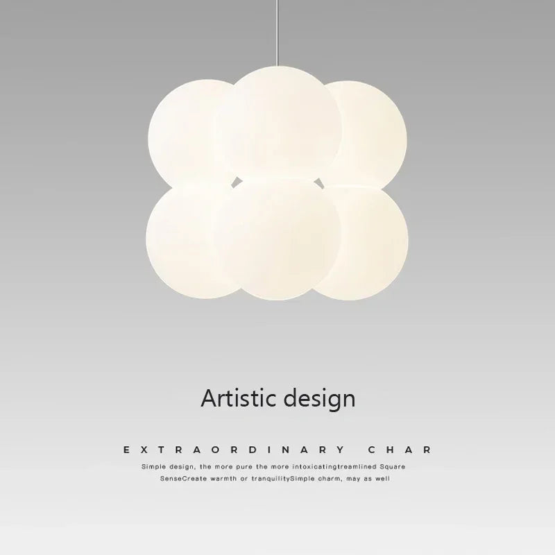DecorBites™ Glass Ball Milky White Chandelier for Home Decor Fixture