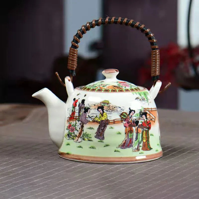 DecorBites™ Blue and White Porcelain Teapot 900ml Clay Heated Kettle Puer Tea Cup Set