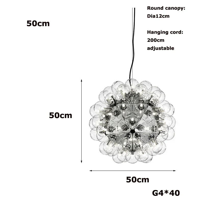 DecorBites™ LED Glass Bubble Chandelier: Grand Globe Designs in Gold, Chrome, and Black