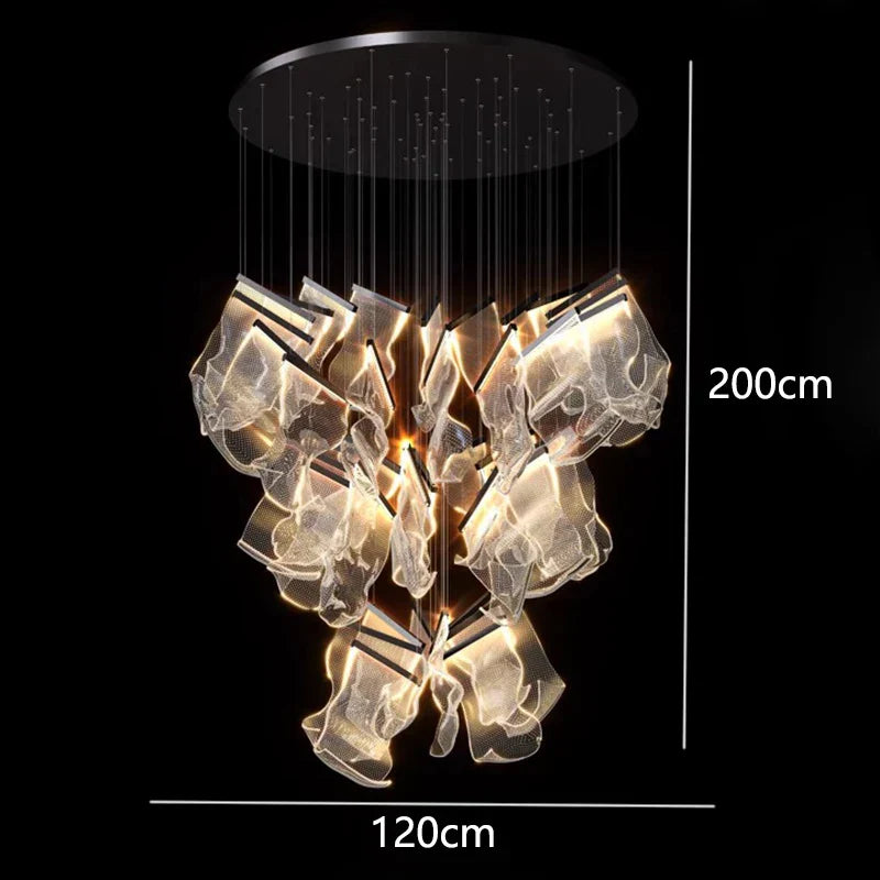 DecorBites™ Crystal Chandelier Stair Pendant Lamp Living Room Lighting