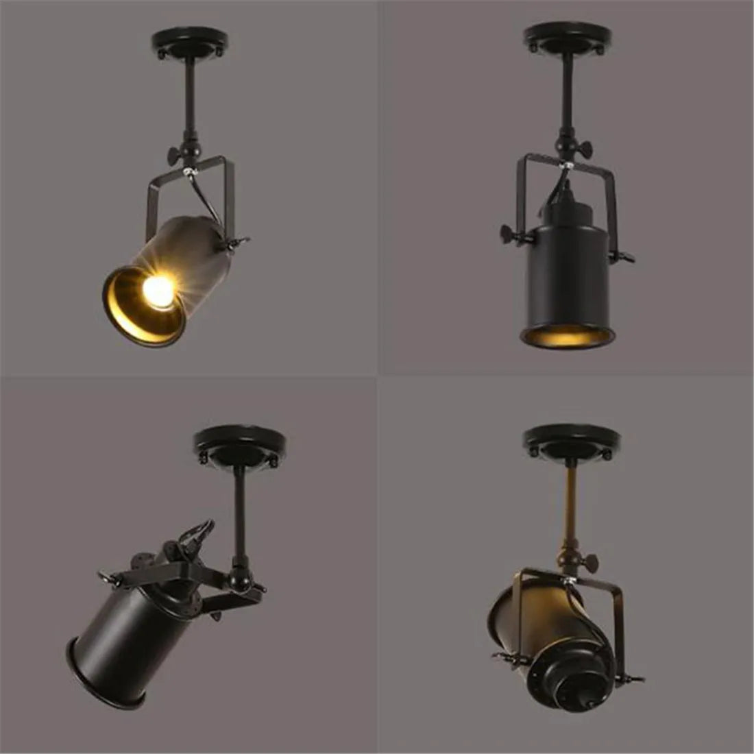 DecorBites™ Black Wrought Iron Spotlight Accent Lamp - Adjustable Flush Mount Lighting
