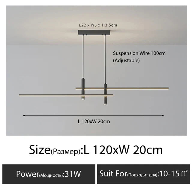 DecorBites™ Black Gold Nordic LED Pendant Chandelier for Dining Table - Modern Minimalist Design