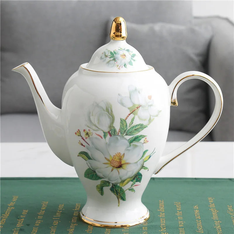DecorBites™ Green Flowers Ceramic Cup & Saucer Set for Coffee, Tea, Juice, and More