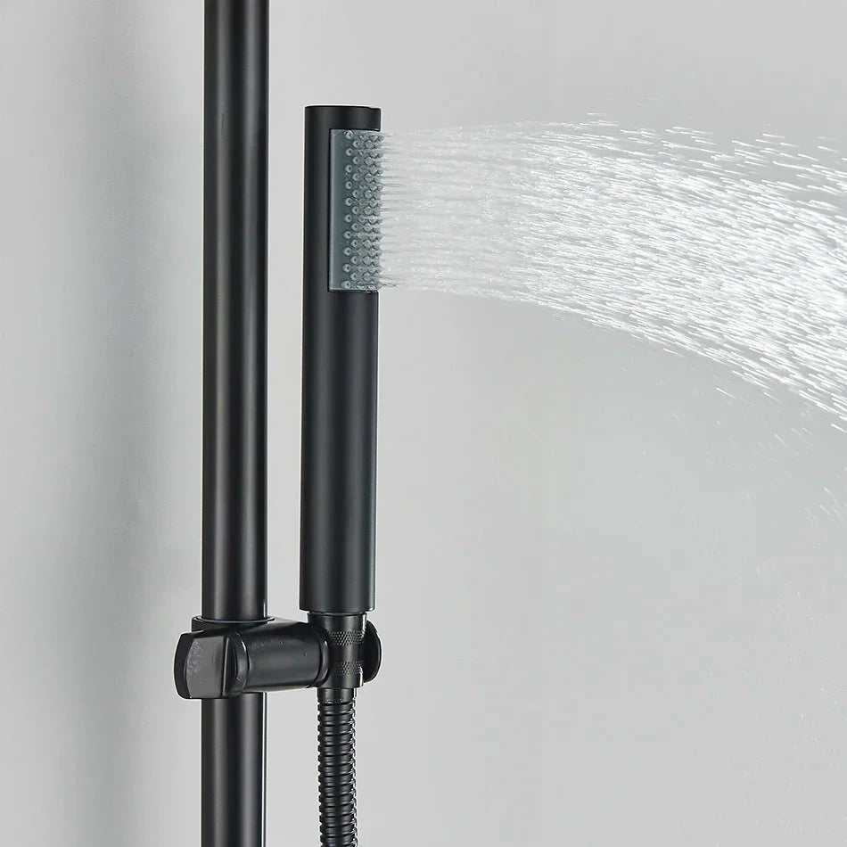 DecorBites™ Black Shower Faucet Set with Rainfall Shower Head and Wall Mounted Mixer Tap