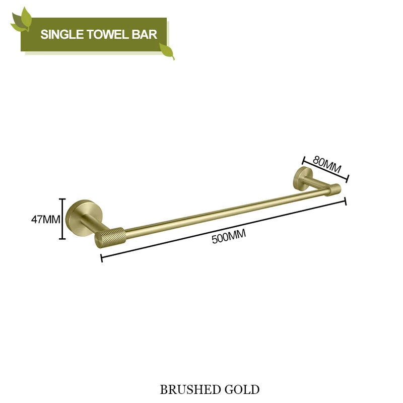 DecorBites™ Bathroom Accessories Set: Rose Gold Chrome Hook, Brushed Gold Towel Rack, Stainless Steel Toilet Paper Holder