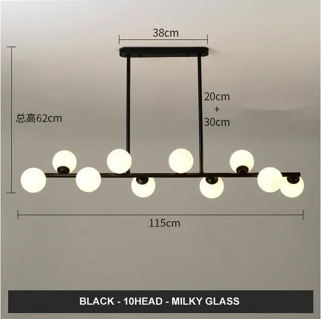 DecorBites™ Glass Balls Chandelier: Stylish Suspension Lighting for Dining Room, Kitchen, and Office