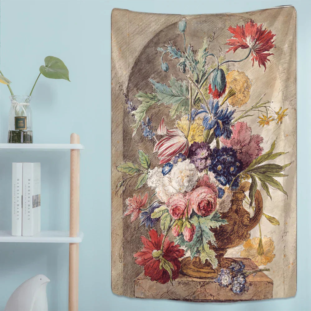 DecorBites™ Court Style Floral Oil Painting Tapestry Wall Hanging Home Decor