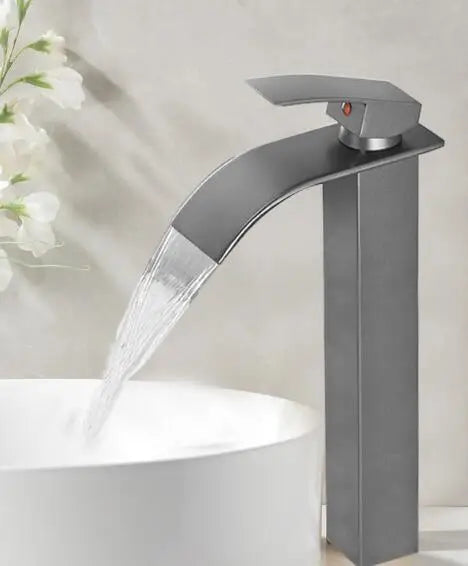 DecorBites™ Gold Bathroom Faucet: Brass Rose Gold Basin Waterfall Mixer Tap