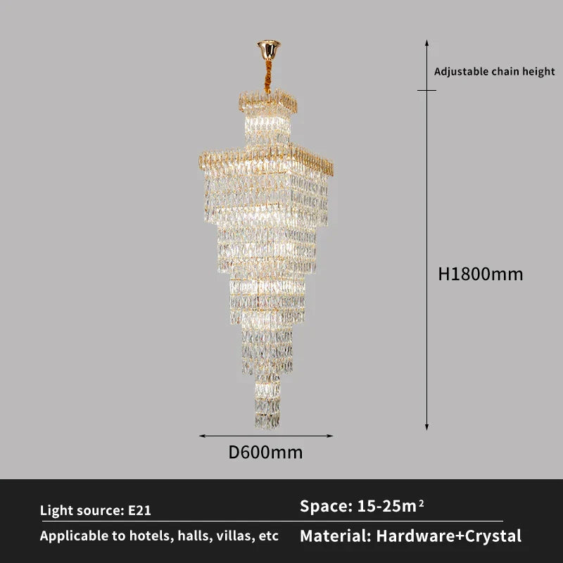 DecorBites™ Crystal Luxe Living Room Chandelier - Modern & Elegant Hall Staircase Lighting