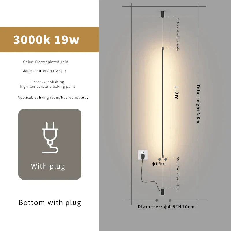 DecorBites™ Bedside Pendant Light Straight Strip Floor Ceiling Decorative Wall Lights