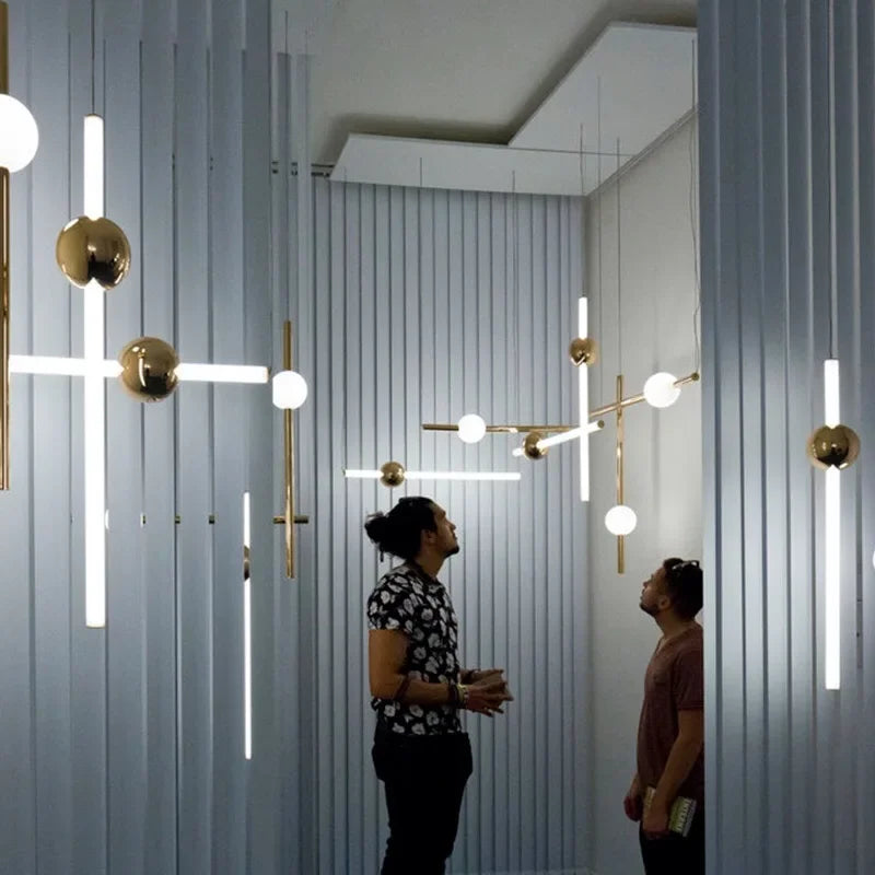 DecorBites™ Geometric Line Frame Chandelier Pendant Lights for Stairs and Table Decor