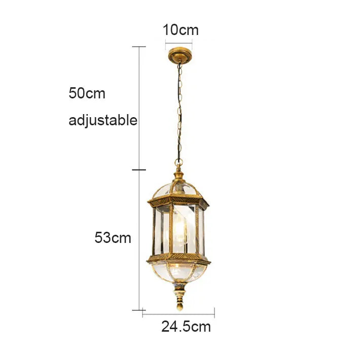 DecorBites™ Black Rustic Outdoor Hanging Lantern Light with Clear Glass Flush Mount Fixture