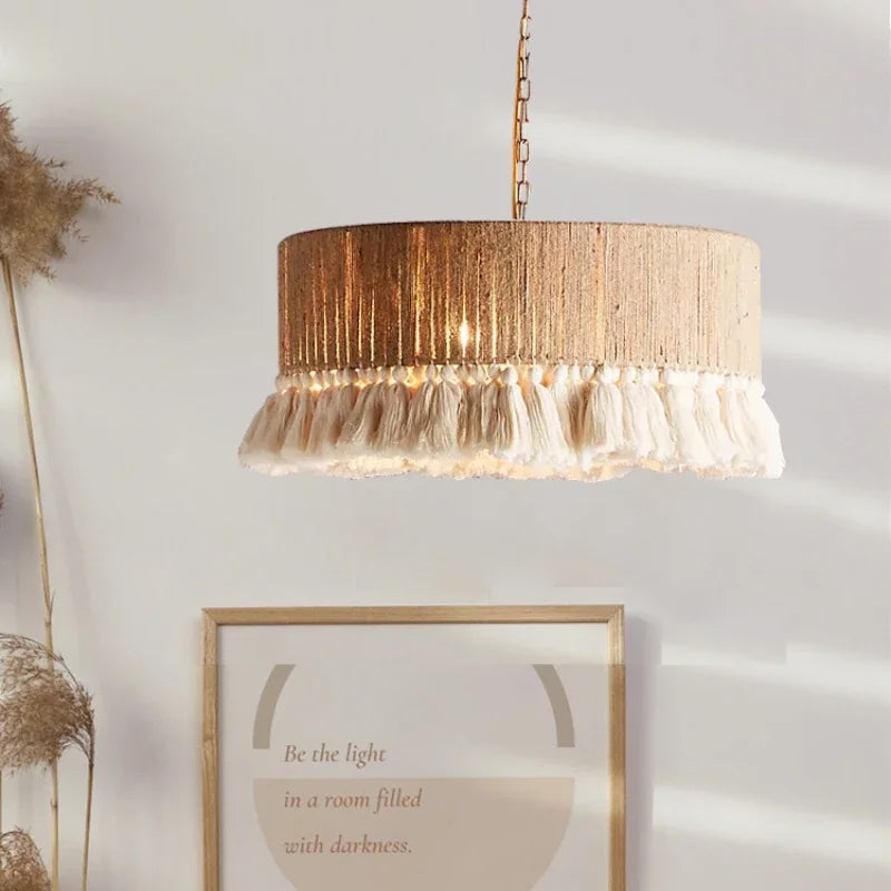DecorBites™ Bohemian Hemp Rope Tassel Pendant Light for Home Decor