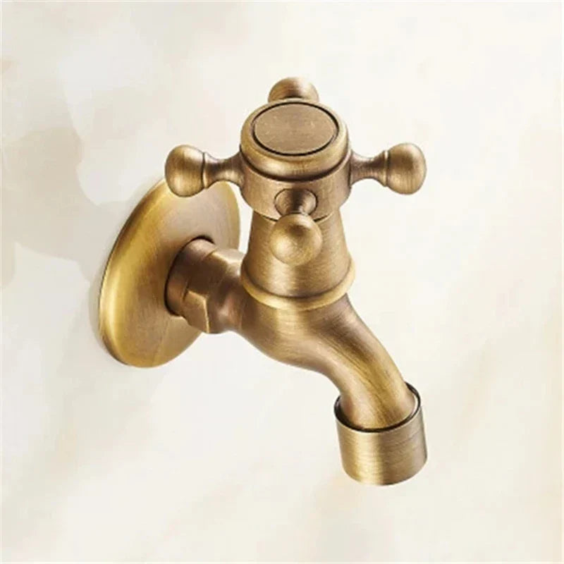 DecorBites™ Antique Brass Garden Bibcock Tap Decorative Water Faucet for Bathroom and Outdoor Use
