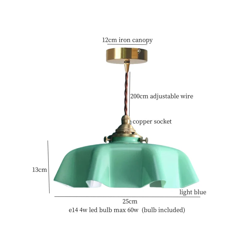 DecorBites™ Green Glass LED Pendant Lamp for Living & Dining Room Decor