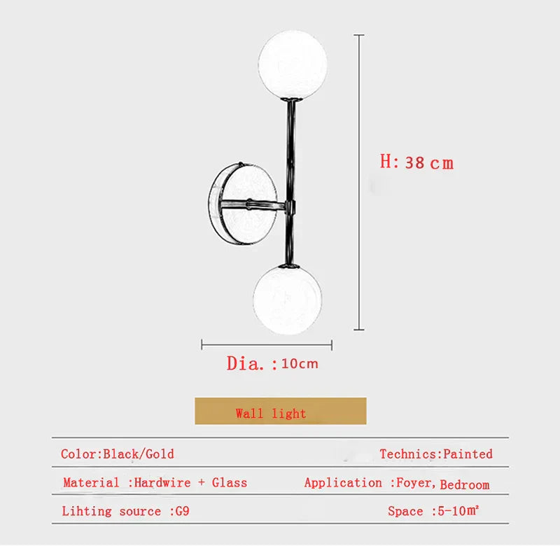 DecorBites™ Frosted Glass Ball LED Wall Sconce - Indoor Home Lighting Fixture