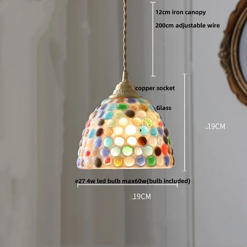 DecorBites™ Conch Glass LED Pendant Light Fixture Tiffany Children Dining Room Hang Lamp
