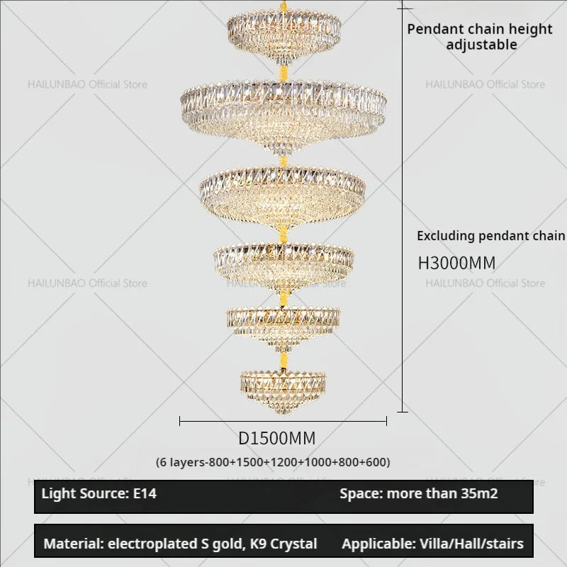 DecorBites™ Crystal Living Room Chandelier: Modern Luxury High-Rise Villa Personality Creative Hotel Décor