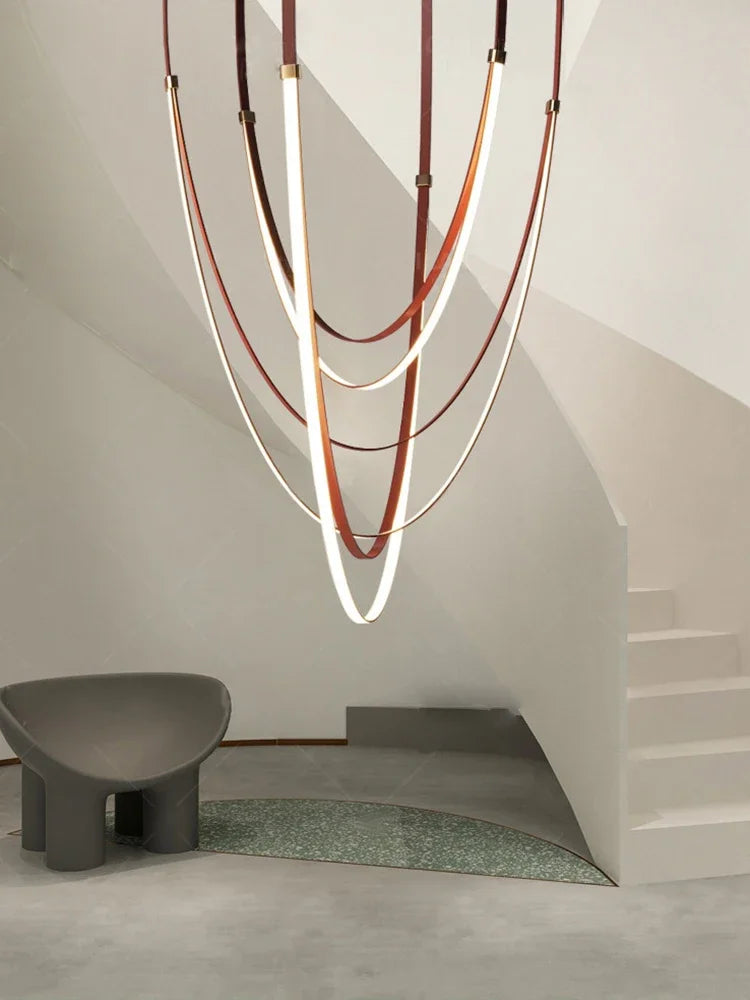 DecorBites™ Designer Leather Chandelier Belt Pendant Light for Modern Spaces