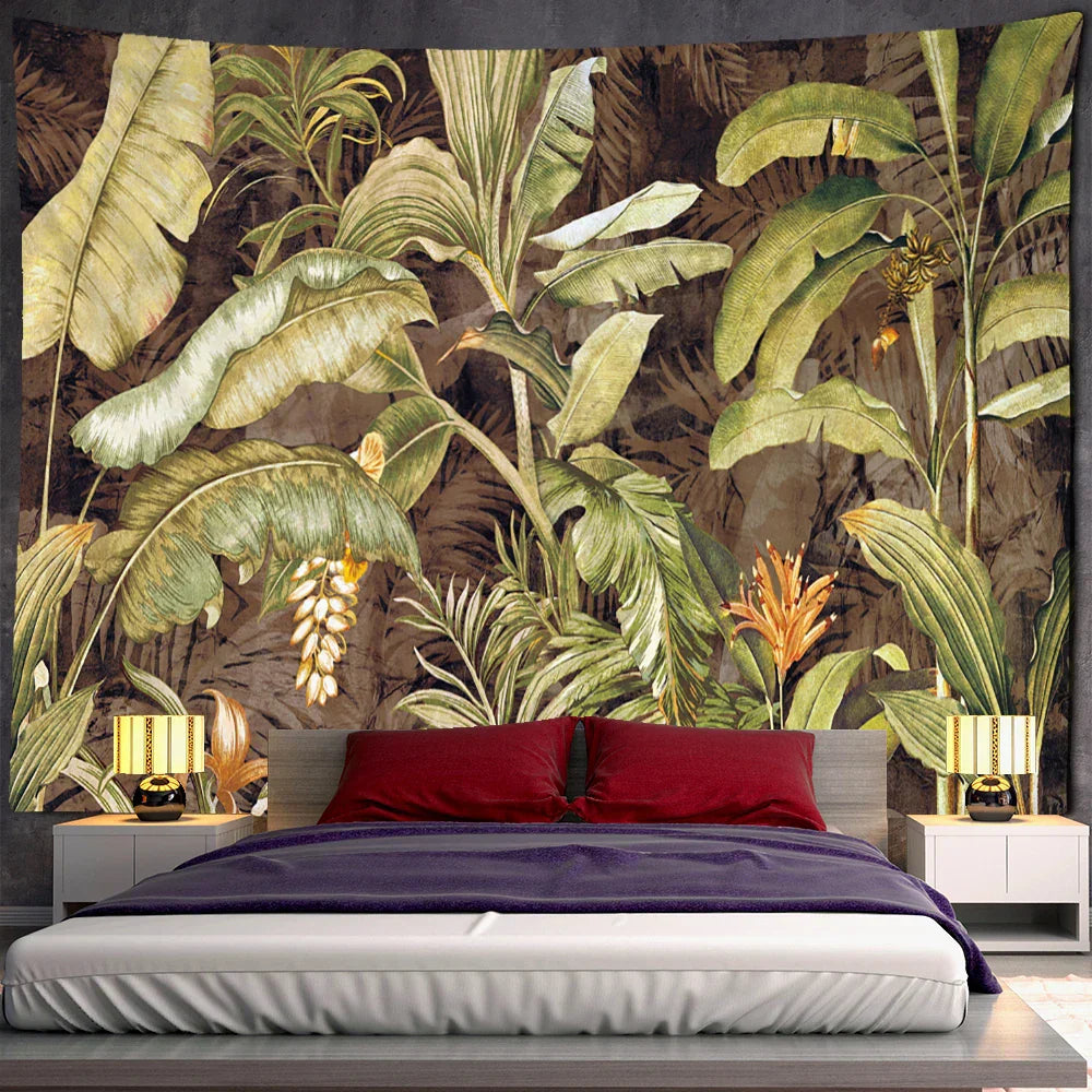 DecorBites™ Banana Leaf Tapestry Wall Hanging Psychedelic Hippie Tapiz Boho Room Decor