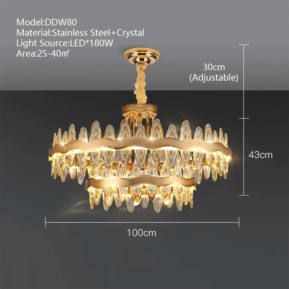 DecorBites™ Crystal LED Chandelier: Luxury Living Room Pendant Light with Modern Design