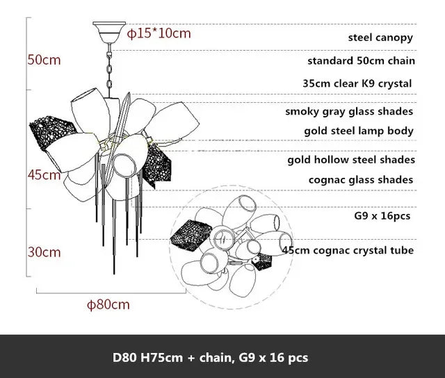 DecorBites™ Crystal Duplex Chandelier - Modern Designer Living Room Lighting