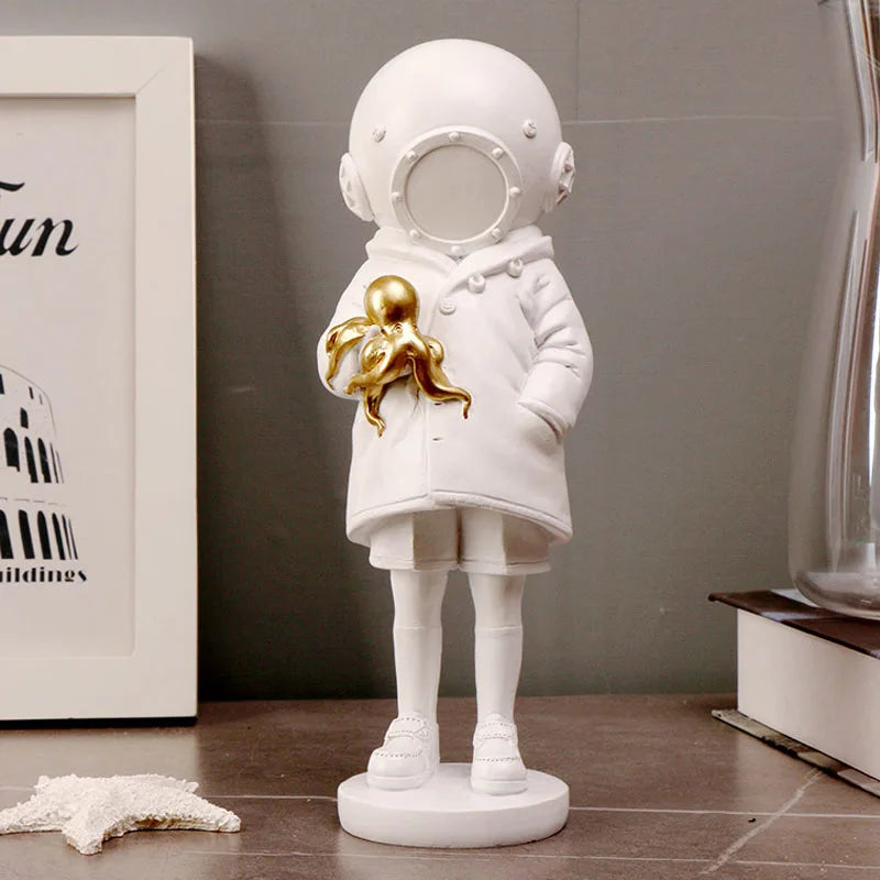 DecorBites™ Banksy Deep Diver Sculpture: Modern Street Art Girl Statue for Home & Office Decor